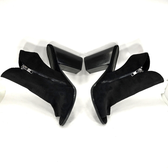 Charlotte Russe Alba Black Vegan Suede, Open Toe, Block Heel Women's Size 7M - Picture 8 of 11